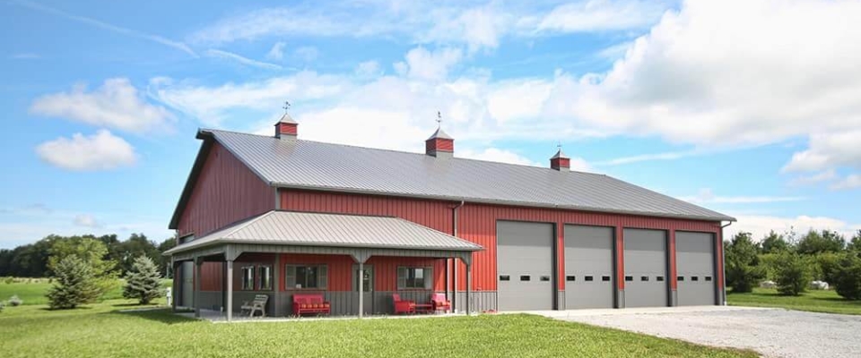 red award winning ag pole building storage