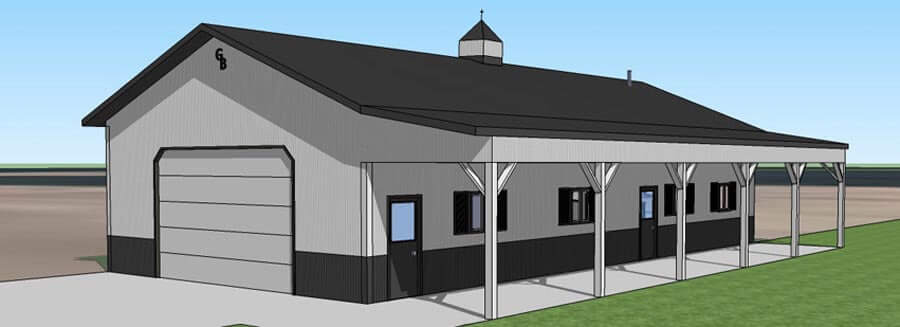 3d drawing pole barn for iowa and illinois