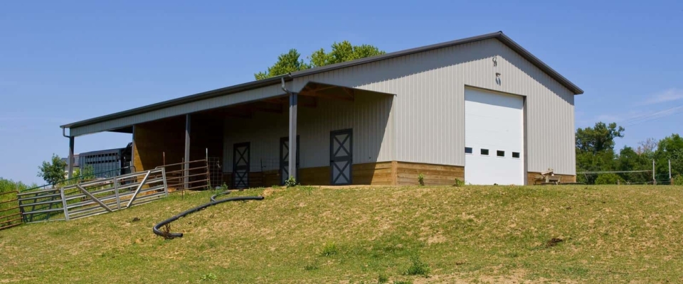 livestock gray pole building greiner buildings