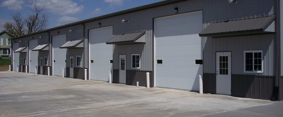 gray commercial pole building storage