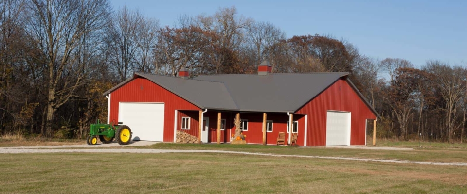 award winning red pole barn storage garage