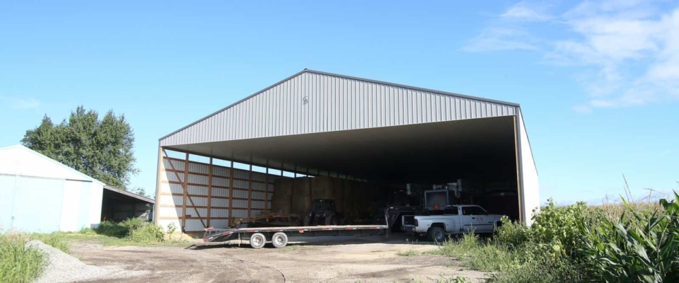 open wall machine shed farm storage building