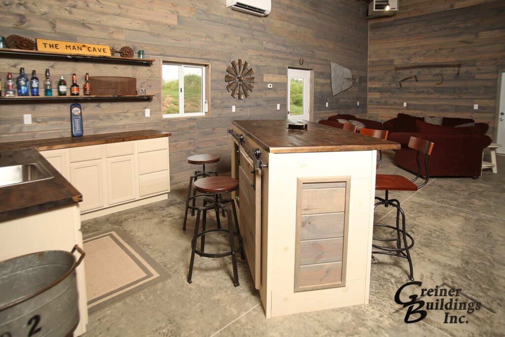 Kitchen in the pole barn man cave.