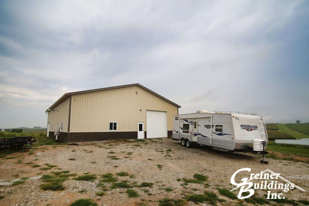 Shop Machine Shed Shome Man Cave Entry Wellman Kalona, Iowa built by Greiner Buildings