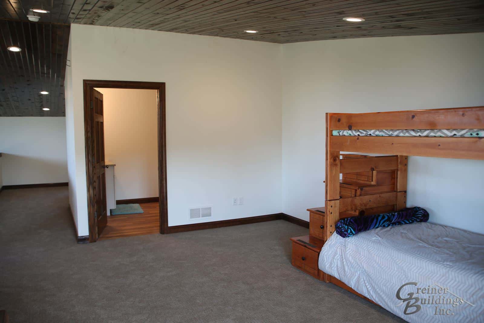 Shop Machine Shed Shome Man Cave Open Loft Bedroom Muscatine, Iowa built by Greiner Buildings