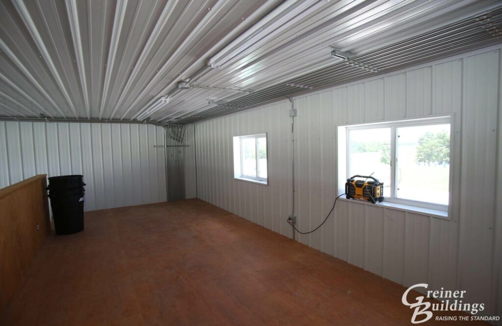 windows and finished pole building interior