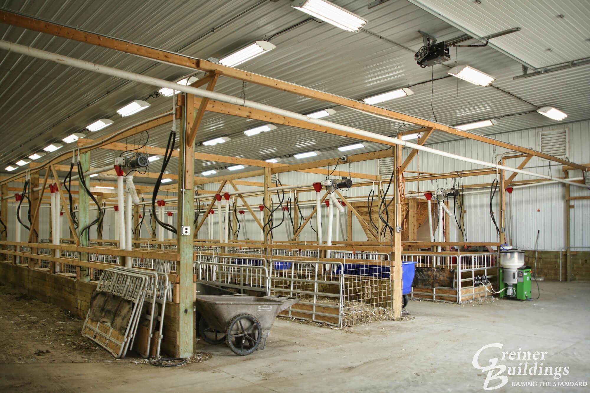stalls in new livestock pole building