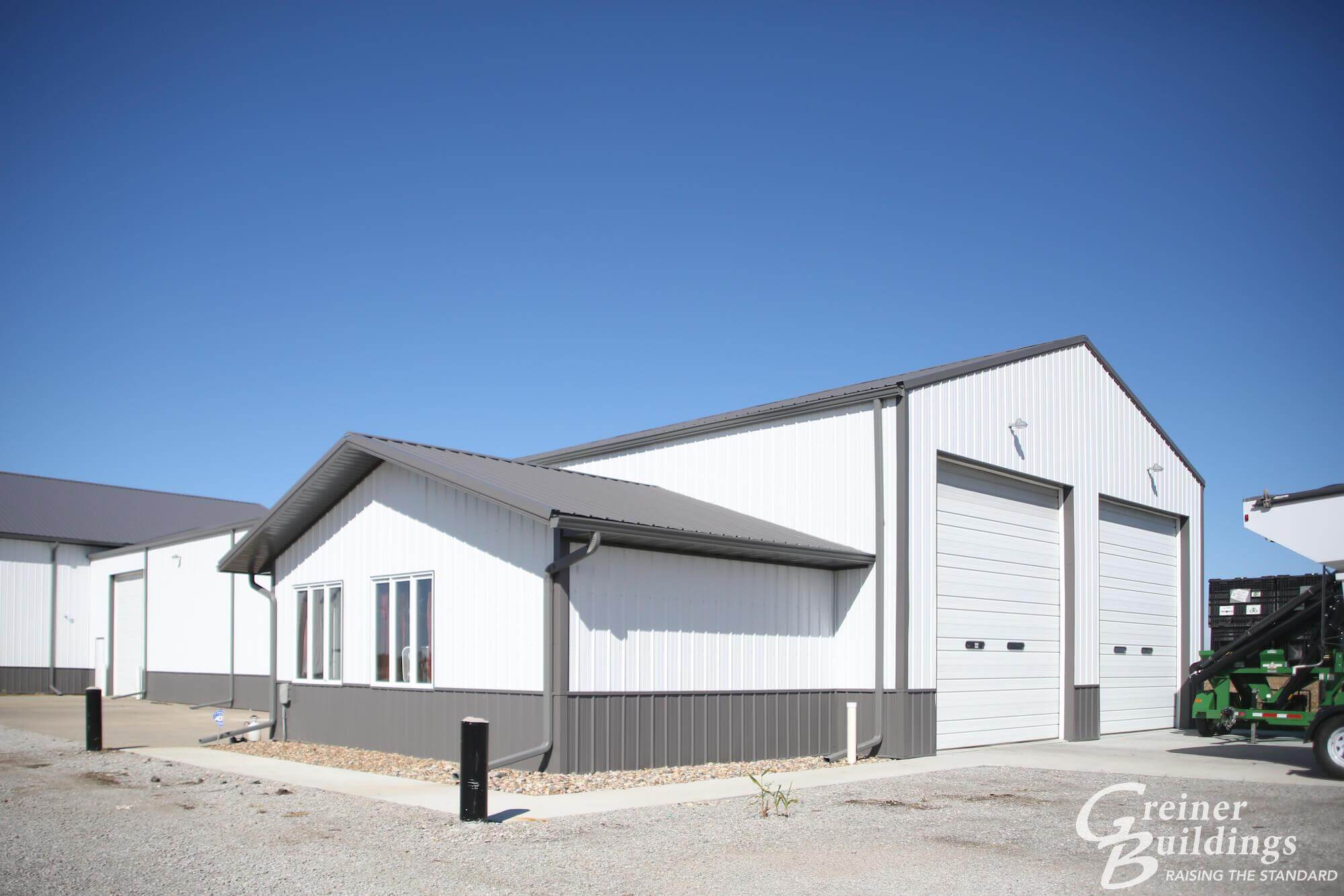 white and gray pole building for ag business