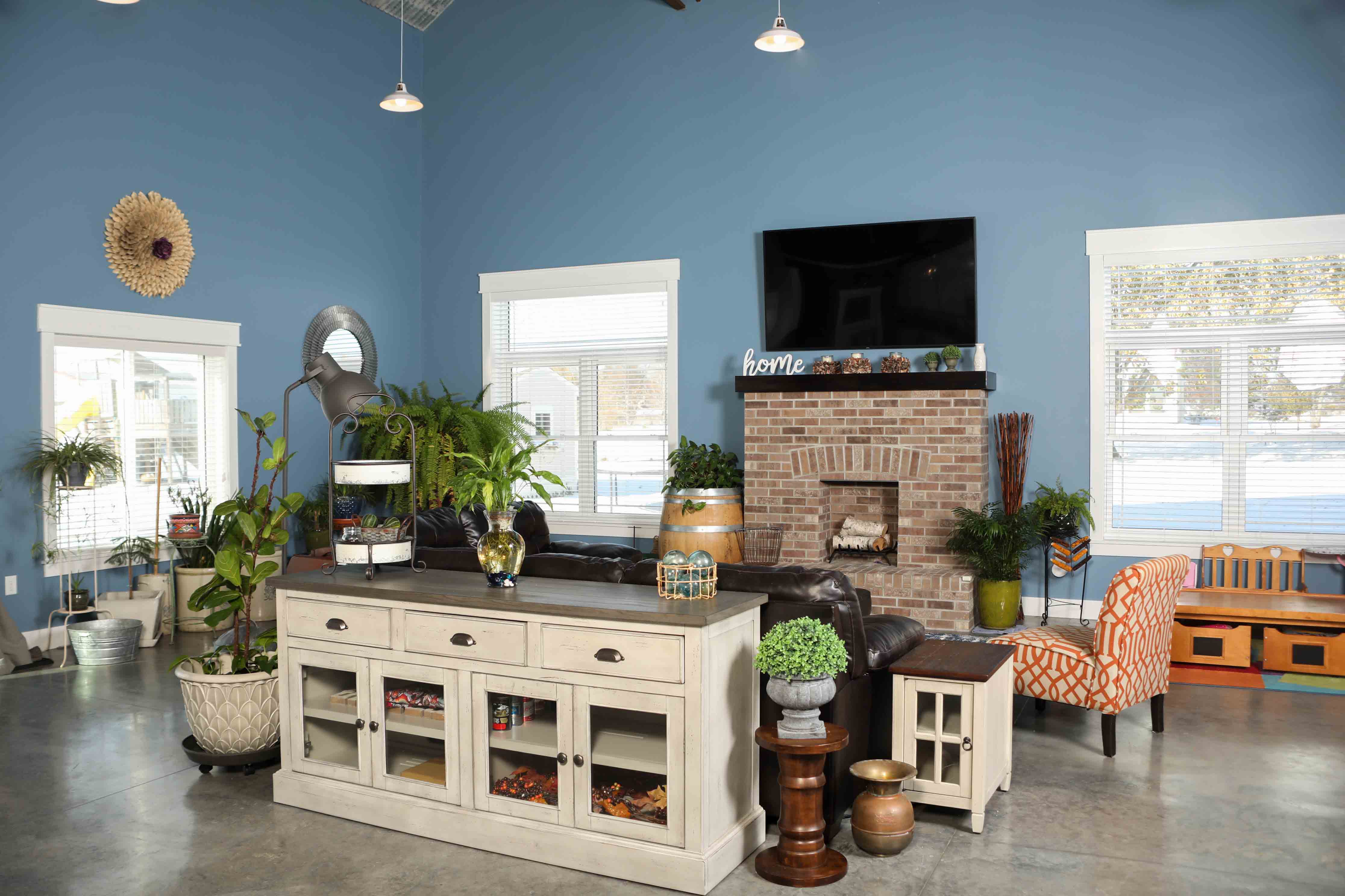 living room of new pole barn house